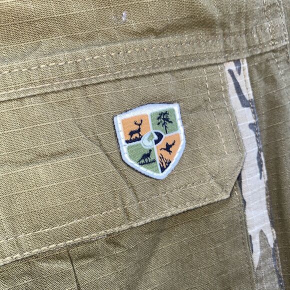 Gamekeeper Men M Army Green Short Sleeve Button-Up Shirt Ripstop Camo Highlights - Picture 4 of 9